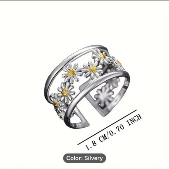 New! Unisex Hollow Daisy Flower Adjustable Ring, Fashion Ring. - Picture 3 of 6